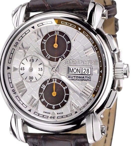 Roberto Cavalli R7241672015 Men's Automatic Day Date Chronograph Alligator Watch